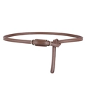 Cintura da donna minimalista in pelle PU marrone scuro con fibbia ad anello dorata - caffè