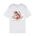 White cotton Mother's Day T-shirt featuring mother and child illustration print - XS / White Design 317