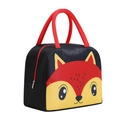 Insulated lunch bag with cartoon fox print in red, yellow and black color scheme - Black Fox Cute Style