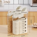 Set of two 2500ml sealed cereal containers with measuring cups and scales for dry food storage - With Measuring Cup/Handle / 2800ml-2 Pack