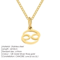 14K gold plated stainless steel necklace with delicate Cancer zodiac sign pendant charm - Cancer / Gold