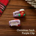 Purple silk Christmas stocking hair clips for pets with festive embroidery detail - Christmas Stocking Purple Clip
