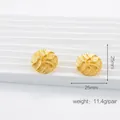 18K gold-plated stainless steel round stud earrings with spiral texture, 25mm diameter - Swirl Texture / Gold
