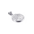 Silver stainless steel Tree of Life round pendant with textured embossed details - Dotted Border Tree of Life(KP93827-Z)