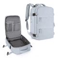 Light blue large capacity travel backpack with multi-compartment interior storage - Light Grey (Horizontal Double Pull)