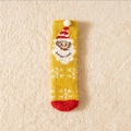 Yellow coral fleece Christmas sock with Santa Claus 3D ball and snowflake patterns - Yellow Santa