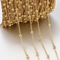 Golden stainless steel satellite chain with small beads for DIY jewelry making - 1 Meter/Pack / Gold