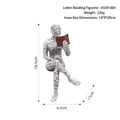 Modern white resin figurine with black letter prints reading a brown book, 18.5cm tall - Letter Reading Ornament HC2207
