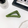 Matte green triangular hair claw clip with geometric minimalist design and secure grip - Green