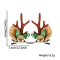 Christmas reindeer antler hair clips with bells and green leaf details in brown - Bell Brown Antler
