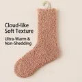 Chaussettes d'hiver épaisses en polaire corail marron café doux pour la maison - Taille unique / Marron