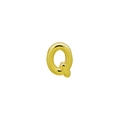 Vista macro di una perla a lettera Q in oro 18k lucido con finitura a specchio per DIY - Lettera Q (Solo ciondolo)