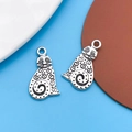 Silver plated cat shaped alloy pendants with swirl pattern for DIY jewelry making - 1pc Antique Silver Cat 13x22mm