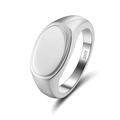 Minimalist S925 sterling silver signet ring in polished silver finish for men - NMR06-Oval Smooth Signet Silver Ring-Size 13