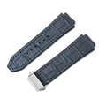 Cinturino in pelle blu scuro con trama a coccodrillo e fibbia pieghevole argento - Grana di bambù Blu grigio - Fibbia argento - Z2 / Bocca Convessa X Bocca Larga 19x26mm
