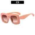 Pink peach retro square bubble sunglasses for kids with thick frame and dark lenses - Beige Frame Gradient Tea Lens
