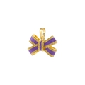 Macro detail of purple enamel bow pendant with gold plating and sparkling crystals - Purple