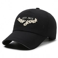 Ademende zwarte baseballcap met New York borduursel voor sportieve buitenactiviteit - Eén Maat(Verstelbaar) / Zwart