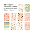 Vintage Korean style strawberry coconut theme deco paper cards with 10 floral patterns - Strawberry Coconut