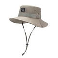 Chapeau bob de randonnée kaki à large bord avec cordon réglable et œillets d'aération - Taille unique / Gris