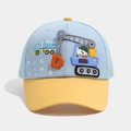 Detail of kids baseball cap with 3D crane design and breathable blue mesh panels - 52cm 2-5 Years Old / Blue