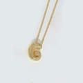 Puffy letter G pendant necklace with full diamond inlay and golden rope chain - Letter G
