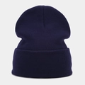 Detailed knit texture and wide cuff of this deep blue winter beanie for men and women - Navy Blue