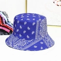 Détail d'un chapeau bob réversible bleu marine avec motif floral paisley blanc classique - M(56-58cm) / Bleu Royal