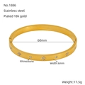 18K vergoldetes Titanstahl-Armband mit Blumen-Strassbesatz, 60 mm Innendurchmesser - Vierblättrige Blume Stil(ZB1886G)