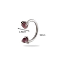 Silver titanium steel horseshoe ring with purple cat eye stones and 10mm inner diameter - Fuchsia (7#)