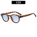Vintage round frame sunglasses in tortoiseshell pattern with light blue gradient lenses - Demi Frame Gradient Blue