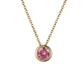 Collana in acciaio inossidabile dorato con ciondolo in gemma rosa tonda - Luglio Rosa - Oro