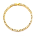 Iced out gold plated tennis bracelet with sparkling zircon crystals for hip hop jewelry style - 3mm / 7" / Gold