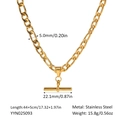 Detailed specs of the gold Cuban chain necklace with T-bar clasp in stainless steel - 5.0mm Figaro Chain Style (YYN025093) / Gold