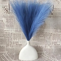 Artificial blue pampas grass bouquet in white ceramic vase for Nordic home decor - Teal