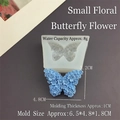 Dettaglio dello stampo in silicone a farfalla con texture floreale e dimensioni del prodotto - Stampo Piccolo Fiore Farfalla