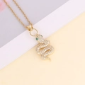 18K gold plated snake necklace featuring green zircon eyes and clear crystals on magazines - Green Eye Scattered Zirconia Snake Style (11#)