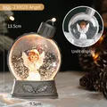 Boule à neige ange lumineuse avec base argentée et éclairage LED chaud, hauteur 13,5 cm - Style Ange à Base Argentée (WDL-23002D)