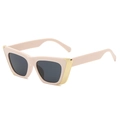Cat eye fashion sunglasses with beige frames and dark grey lenses for UV protection - Pink Frame Dark Grey Lens