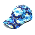 Close-up of blue and gold marble tie-dye baseball cap with reinforced stitched brim - M (56-58cm) / Blue Gold Marble Texture (2#)