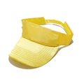 Detail of yellow satin sun visor with reinforced stitching and adjustable velcro strap - M (56-58cm) / Yellow