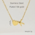 18K gold plated stainless steel necklace featuring a heart charm and letter K pendant - Letter K