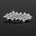 Elegant silver leaf wedding hair comb with sparkling crystals and rhinestones for brides - Style C - Hair Clip Silver + Full Rhinestones