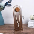 Detail of walnut wood necklace display stand with 30cm height and metal base for jewelry - 1-Position 30cm Tall Chain Stand