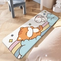 Plush cartoon rug featuring an orange cat and white rabbit on a rainbow for kids' rooms - Rainbow Jump