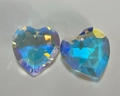 AB colored heart-shaped aurora crystal pendants with multifaceted cut in blue hues - 28MM Heart Shape / Rainbow AB