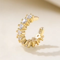S925 Sterlingsilber C-Manschetten-Ohrring mit funkelnden Zirkonia und Vergoldung - Einzelstück / Gold