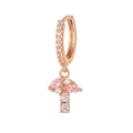 Pink mushroom drop earrings with rose gold plating and crystal zircon accents - Rose Gold Pink Mushroom