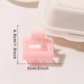 Pinza per capelli quadrata rosa con trama trapuntata e perle, misura 5x4,8cm - 5cmx4,8cm / Rosa Trapuntato Perla
