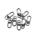 Silver lobster claw swivel clasps for bags and keychains scattered on a white background - Gun Black